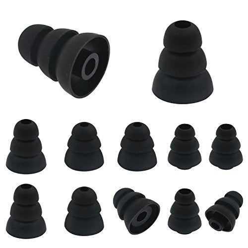 ALXCD Triple Flange Ear Tip, 6 Pairs S/M/L Size Triple Three Flange Noise Isolation Silicone Earbuds Tips with 4mm Connector Hole, Fit for Most in Ear