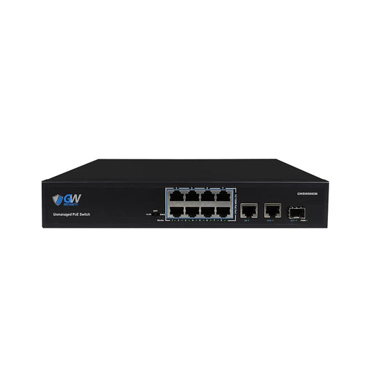 GW Security 8 x 100Mbps PoE Ports with 2 x 1000Mbps Uplink and 1 x 1000Mbps SFP Ports (GWSW0802M)