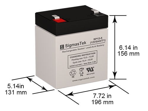 SigmasTek SP12-5 (T1) - 12V 5AH F1 SLA Rechargeable Battery Set - Replaces: Universal Power UB1250 (D5741), Mighty Max Battery ML5-12, BP5-12…