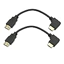 jasavdio 8K HDMI 2.1 Cable Right Angled;MMNNE 2Pack 8Inch Short 90 Degree HDMI Cable 2.1 HDMI Male to Male Right Angle 48Gpbs,8K@60hz 4K@120hz 144Hz