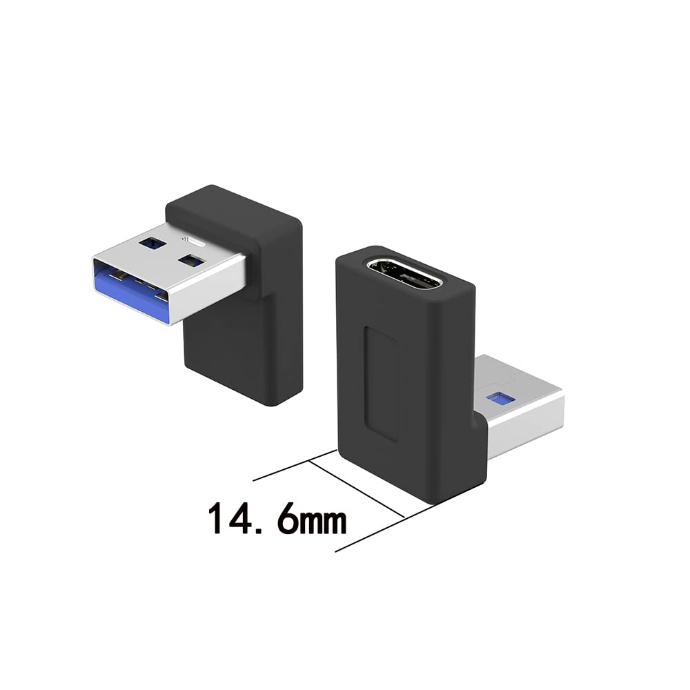 rgzhihuifz Right Angle USB A Male to USB C Female Adapter,90 Degree USB3.0 to Type C Cable Connector Support unidirectional Sides 5Gbps & Data