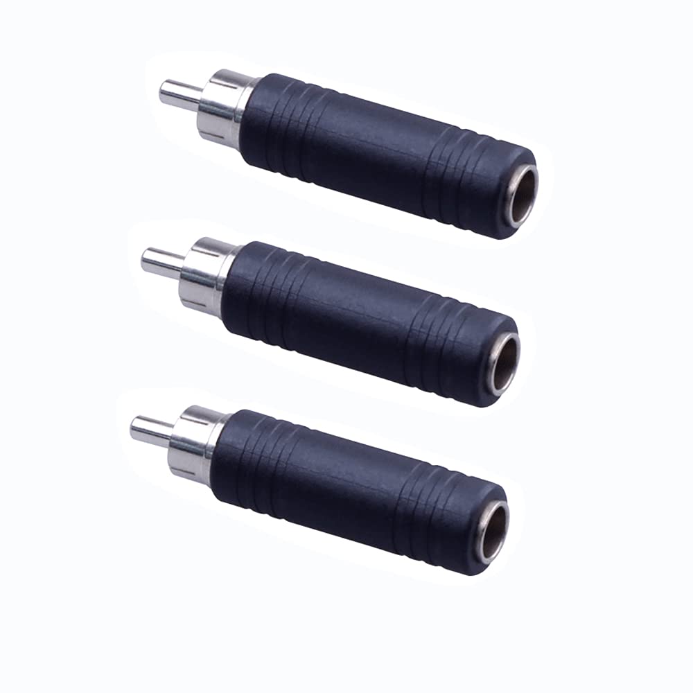 rgzhihuifz 6.35mm to RCA Adapter RCA Male Plug to 6.35mm 1/4 Inch Mono Female Audio Mic Plug Adapter Jack Converterr (3 Pack)