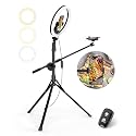 UBeesize 12" Ring Light with Overhead Phone Mount, Selfie Light with Stand,62" Tripod for iPhone with Light and Phone Holder for Video