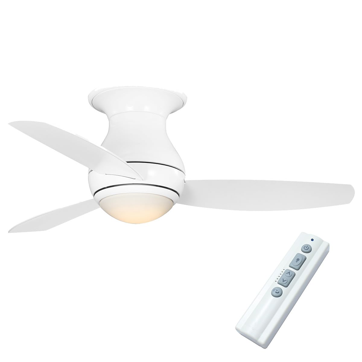 Kathy Ireland Home [CF144LWW] Curva Sky LED Outdoor Ceiling Fan with Light Kit, 44 Inch Modern Flush Mount with Weather Resistant Blades Dimmable