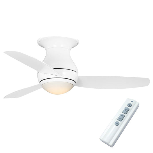 Kathy Ireland Home [CF144LWW] Curva Sky LED Outdoor Ceiling Fan with Light Kit, 44 Inch Modern Flush Mount with Weather Resistant Blades Dimmable