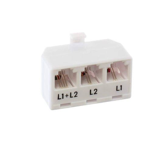 THE CIMPLE CO 2-Line Phone Splitter for Landline - 3-Way Telephone Splitter (1, 2, and Twin Lines) with RJ11 Keystone Jack - Landline Phone Divider
