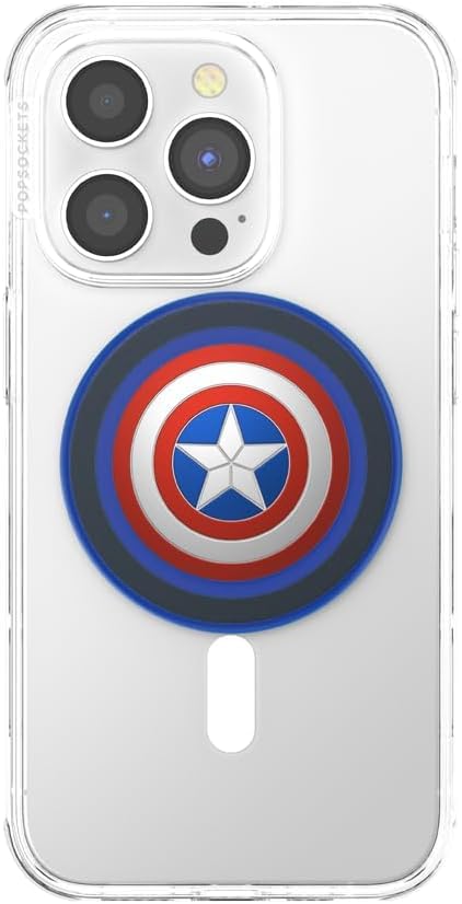 PopSockets Phone Grip for MagSafe, Magnetic Holder, Phone Stand, Marvel - Enamel Captain America