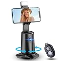 Auto Face Tracking Tripod 360° Rotating Cell Phone Photo and Video Kits Stand, No App, Camera Stand with Remote and Gesture Control, Rechargeable