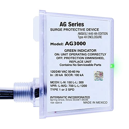 Intermatic AG3000 120/240 VAC Universal HVAC Surge Protective Device - Advanced Surge Protection, TPMOV Tech, Watertight Enclosure - UL Listed