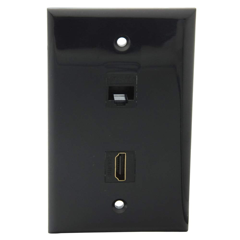 YinXiong Single Gang Solid Style Black Color HDMI CAT6 RJ45 Female To Female Wall Plate