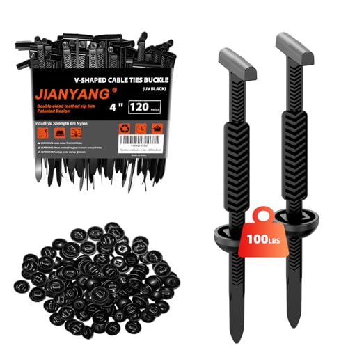 Nylon Universal Cable Tie Buckle V-Shaped Toothed Double Sided With 100 LBS Tensile Strength With Pin & Button Design Plastic UV Resistant