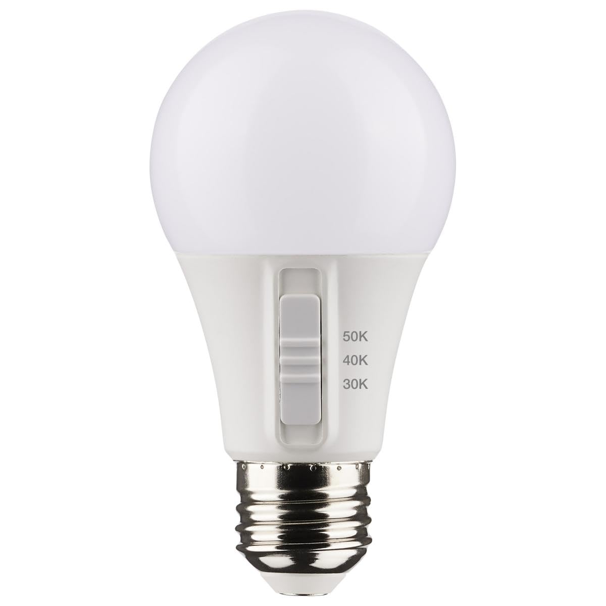 Satco S11775 9W 120V A19 LED Light Bulb; E26 Medium Base; CCT Selectable; White Finish; 90 CRI (4 LED Bulbs)