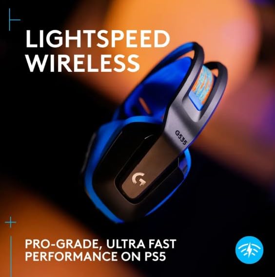 Logitech G G535 Lightspeed Wireless Gaming Headset - Lightweight Over-Ear Headphones, Silent Rotatable Microphone, 33 Hours Battery Life, PC, PS5