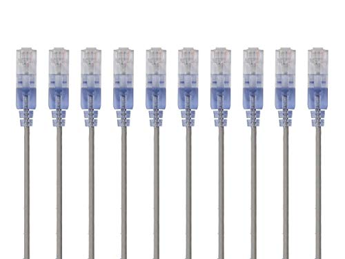 Monoprice Cat6A Ethernet Patch Cable - Snagless RJ45, 550Mhz, 10G, UTP, Pure Bare Copper Wire, 30AWG, 10-Pack, 14 Feet, White - SlimRun Series