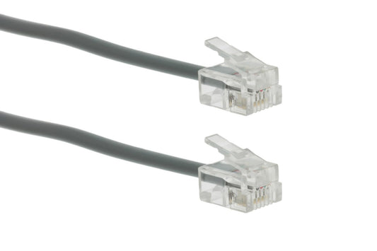 CablesAndKits RJ11 Cable - Straight Modular Analog Phone Cable, Telephone Line Cord, Silver, 1ft, 6P/4C, RJ11 Connectors, PVC Jacket, 2 Pairs for 2