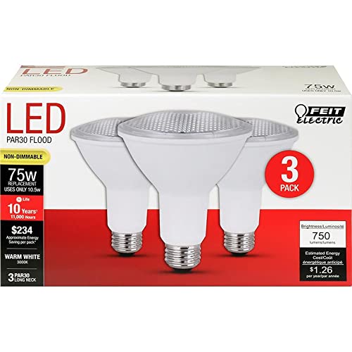 Feit Electric PAR30L7510KLED3 10.5 Watt PAR30 Warm White LED Non-Dimmable Light Bulb 3 Pack