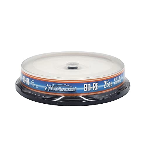 Optical Quantum BD-RE 2X 25GB Blu-Ray White Inkjet Printable 10-Pack