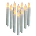 Houdlee Set of 12 LED Flameless Taper Candles - Warm White Flickering Electric Candles for Halloween, Christmas, Parties, and Weddings