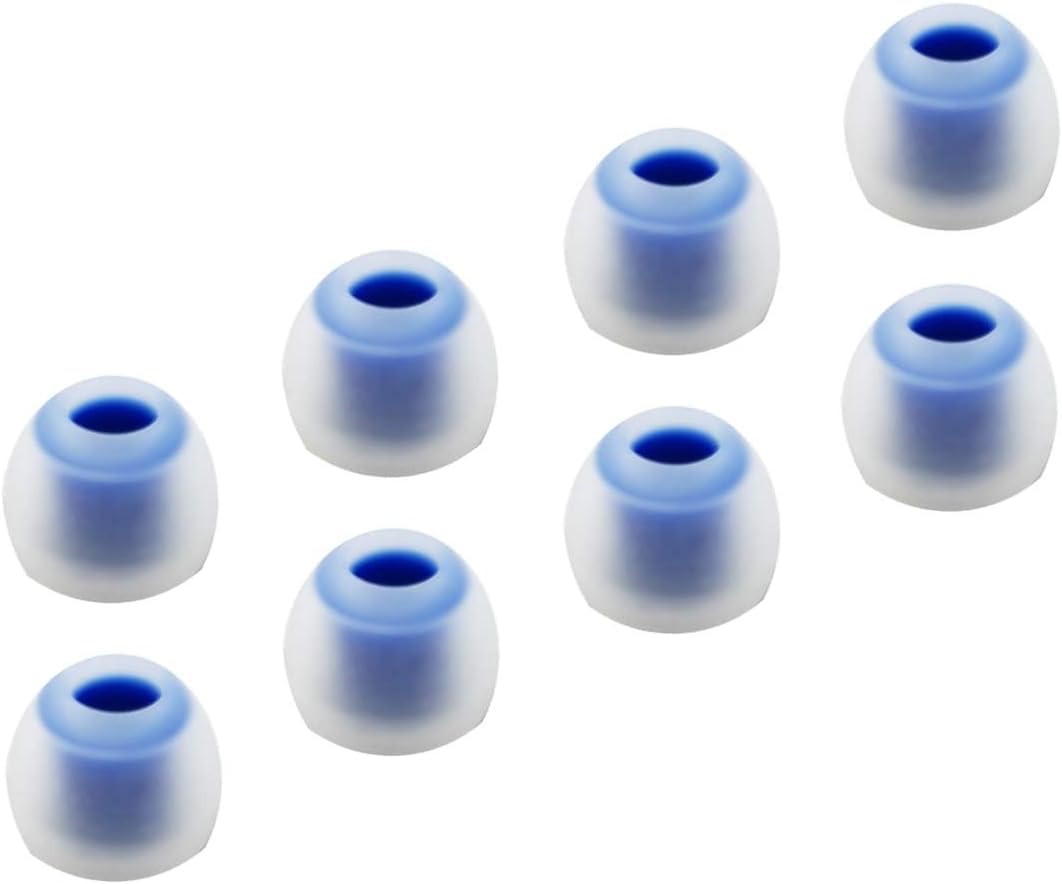 8pcs (CL-BL)- Small (S) Replacement Set Eartips Earbuds for in Ear Earphones with 6.4mm to 7.4mm Nozzle Attachment