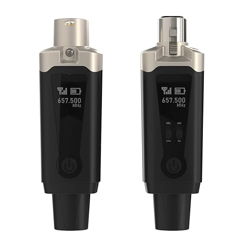 AirSync - Wireless XLR Transmitter and Receiver, UHF Wireless Microphone System for 150ft Range, Rechargeable Wireless Microphone Adapter for Dynamic