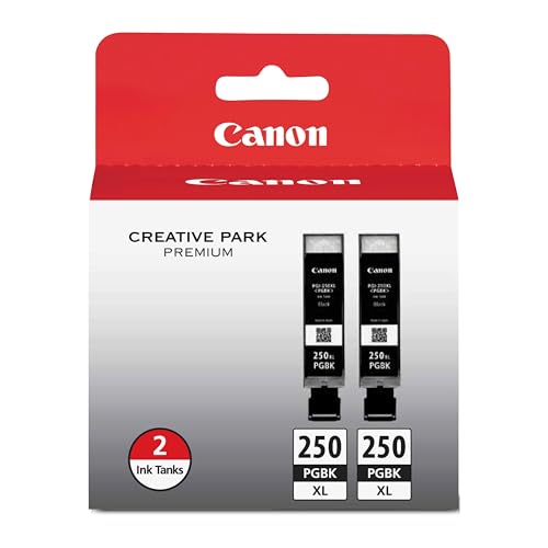 Canon PGI-250XL Genuine Black Twin Pack, Compatible with MG6320, iP7220 & MG5420, MX922, MG7120, MG6420, MG5520, MG7520, MG6620, and MG5620 (Optional)