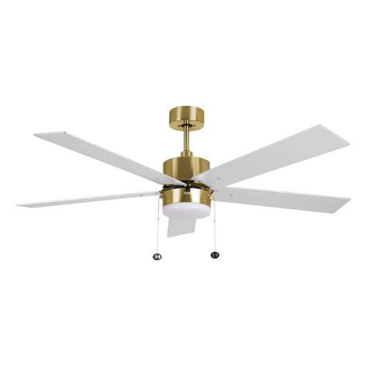 HOMEnhancements 52 Inch Ceiling Fan with Light Modern Champagne Gold Ceiling Fan with Pull Chain for Bedroom Living Room 3 Color Temprature LED Light