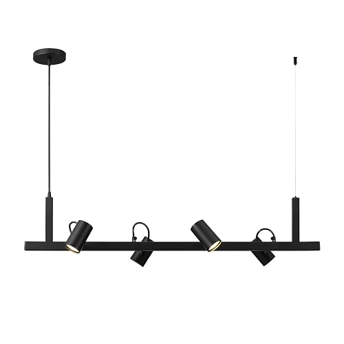 Globe Electric Suspended Track Lighting, 4-Light Adjustable Hanging Track Bar, Matte Black 40-Inch Dimmable Fixture for Modern Kitchen & Ceiling