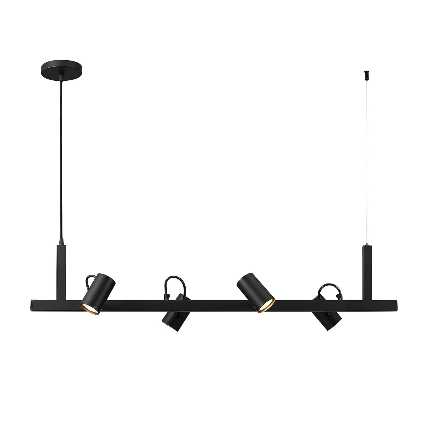 Globe Electric Suspended Track Lighting, 4-Light Adjustable Hanging Track Bar, Matte Black 40-Inch Dimmable Fixture for Modern Kitchen & Ceiling