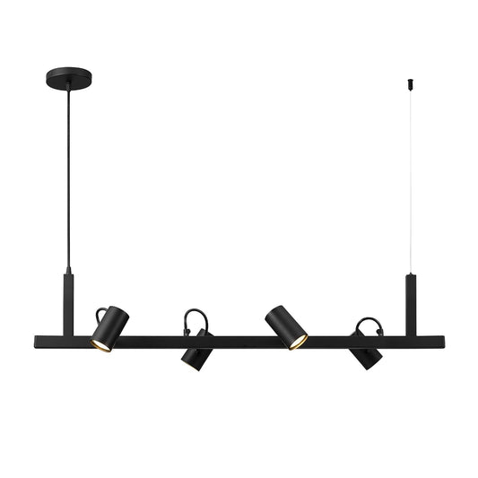 Globe Electric Suspended Track Lighting, 4-Light Adjustable Hanging Track Bar, Matte Black 40-Inch Dimmable Fixture for Modern Kitchen & Ceiling
