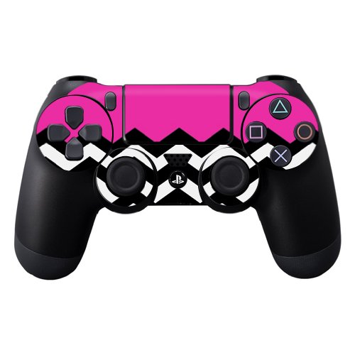 MightySkins Skin Compatible with Sony PS4 Controller - Hot Pink Chevron | Protective, Durable, and Unique Vinyl Decal wrap Cover | Easy to Apply