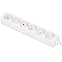 Manhattan Power Distribution Unit EU (2 pin), x6 gang/uscita, cavo da 2 m, 16 A, bianco, prolunga, PDU, ciabatta, tre anni di garanzia - Ciabatta - AC