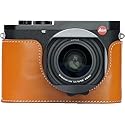 BMAOLLONGB Camera Case for Leica Q3, Handmade Genuine Real Leather Half Camera Case Bag Cover for Leica Q3 Camera Bottom Opening Version + Hand Strap