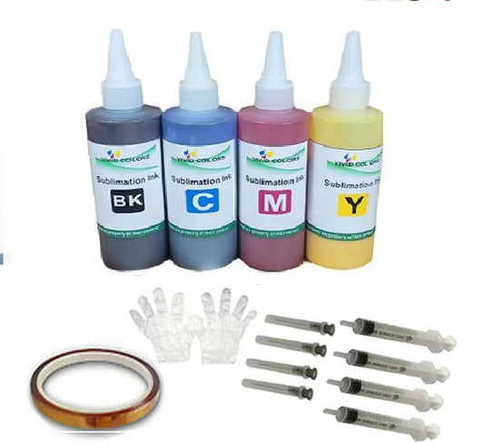 Vivid Colors 4 X 100ml Dye Sublimation Ink Refills for E-Tank Printers, C88+ Workforce 3620 3640 7510 7520 7610 7620 7710 7720 7210 (for Sublimation