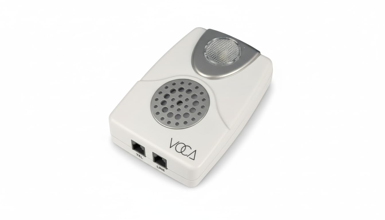 VOCA TA002 Telephone Ringer Amplifier with Flashing Light, up to 105dB, for Landline Phones, Wall Mountable, Ideal for Noisy and Hearing-Impaired