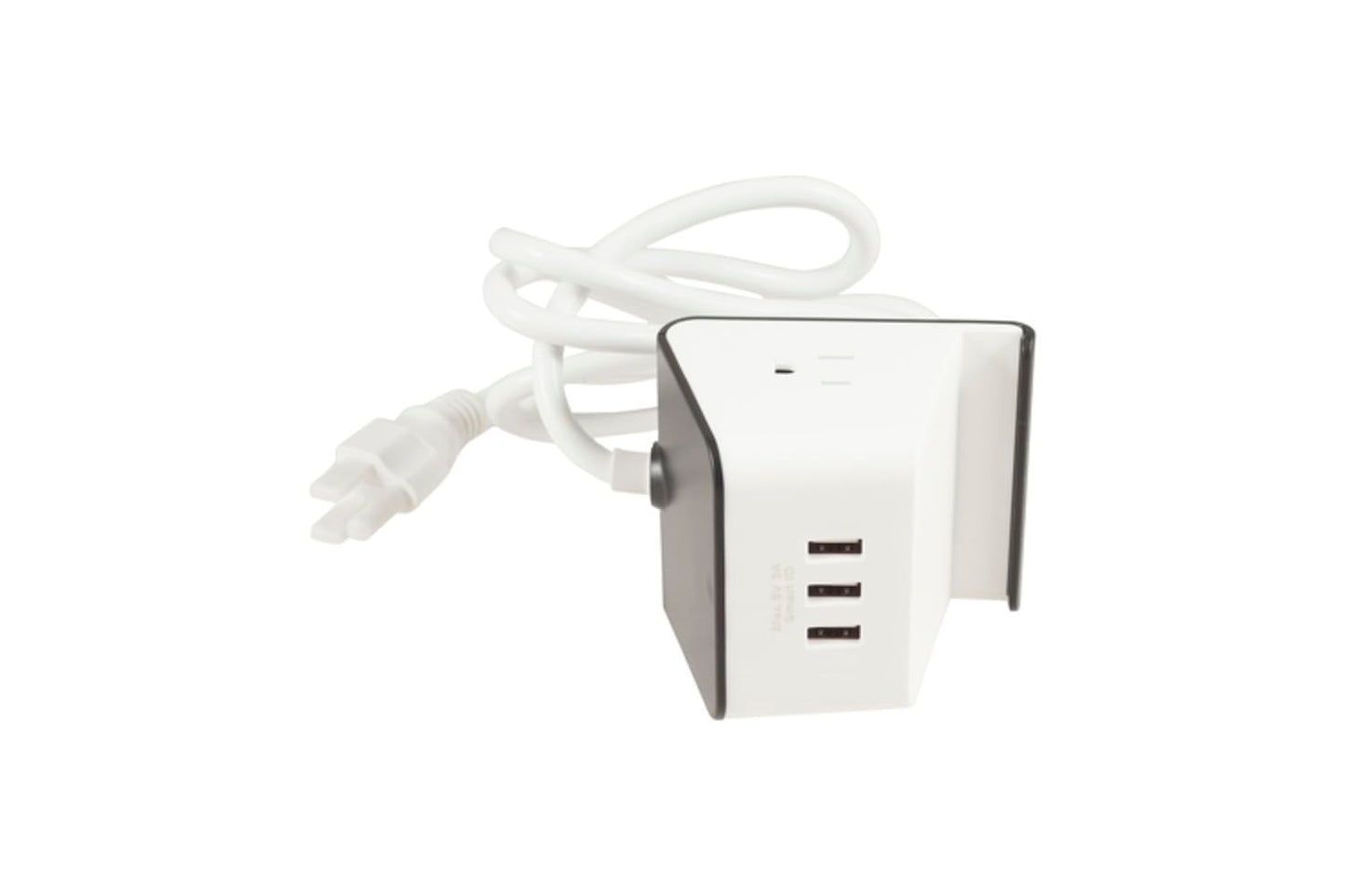 Extension Cord Surge Protector Power Strip with 2 AC Outlets, 3 USB Ports, Fireproof Material, Sturdy Design, Phone Holder, Anti-Slip Foot Pads