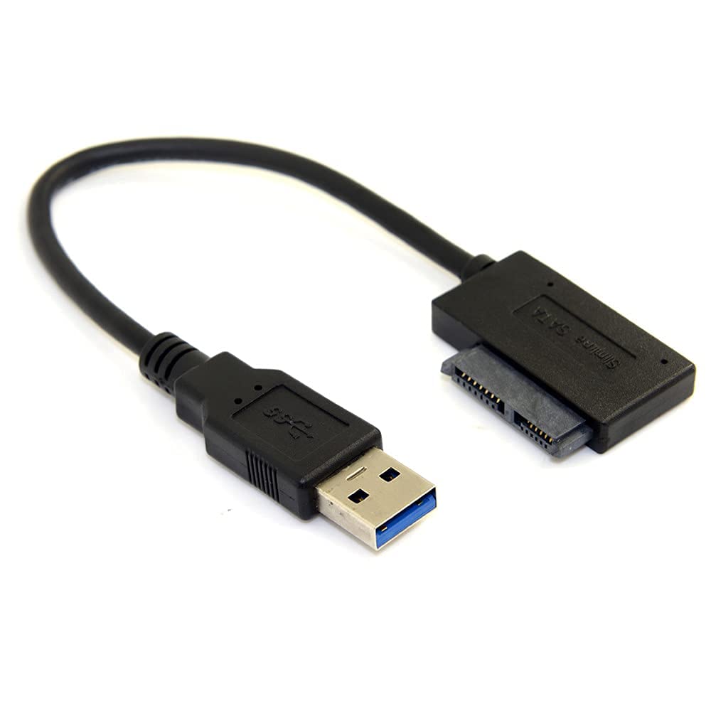 JSER USB 3.0 to SATA 7+6 13pin Slimline Sata Adapter Cable 5Gbps Compatible for Laptop CD DVD ROM Optical Drive