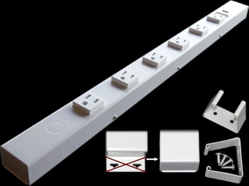 24” Hardwired Power Strip (NO Power Cord), 6 Vertical Tamper Resistant Outlets (NEMA 5-15R - NOT 20Amp), NO Ears (Without mounting tabs on Both Ends)