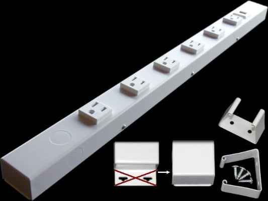 24” Hardwired Power Strip (NO Power Cord), 6 Vertical Tamper Resistant Outlets (NEMA 5-15R - NOT 20Amp), NO Ears (Without mounting tabs on Both Ends)