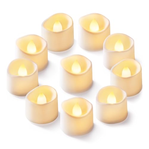 Homemory 12Pcs Flickering Flameless Candle Battery Operated, 200+Hours Fake Electric LED Tea Lights for Votive, Centerpiece Table Decorations