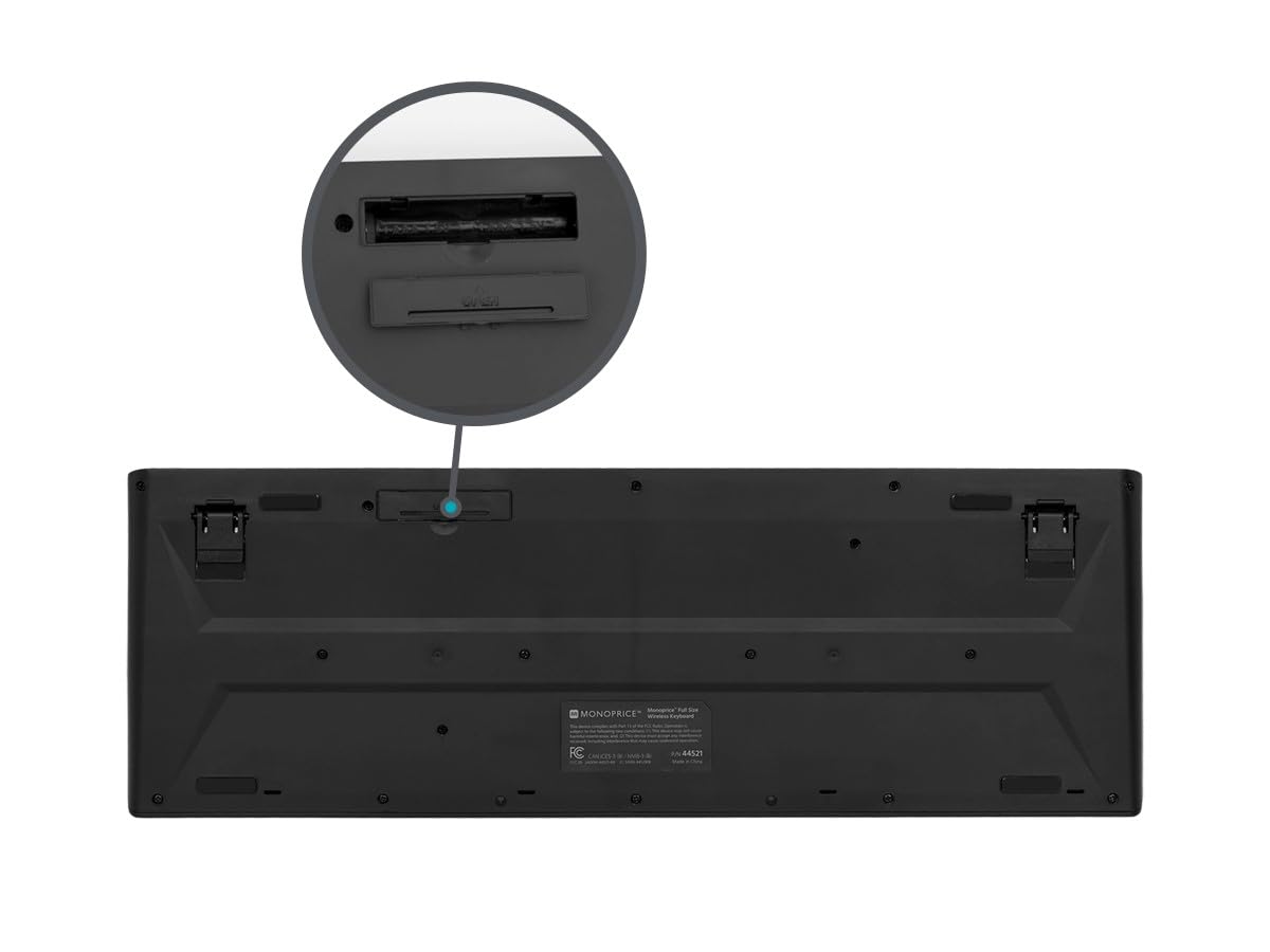 Monoprice Wireless Membrane Keyboard and Optical Mouse Combo, Full?Size 104?Key Keyboard, 2.4 GHz Wireless Receiver, for Both Home and Office Use