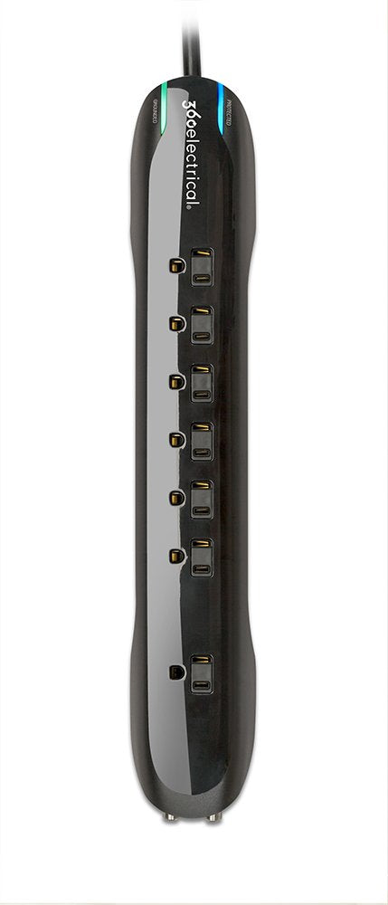 360 Electrical 360322 Agent Surge Protector with 7 Outlets, 1 Adapter Spaced, 6' Cord, Coax