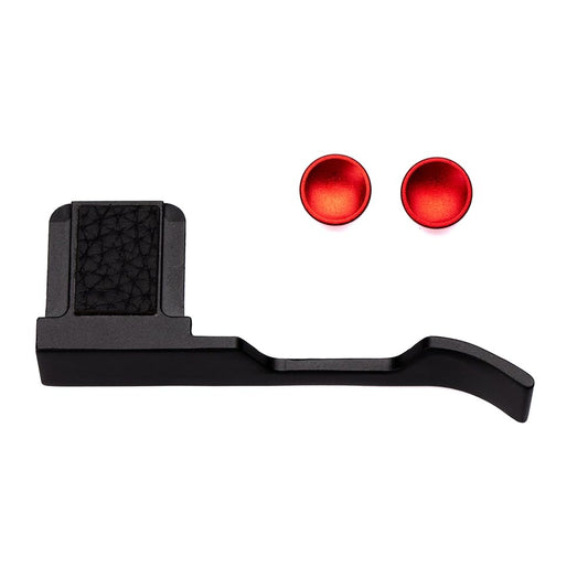 Metal Thumb Grip with Hot Shoe Cover for Fujifilm X100V/X100VI Leather Trim Camera Hot Shoe Thumb Hand Grip (Leather Grain Black)