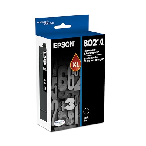 EPSON 802 DURABrite Ultra Ink High Capacity Black Cartridge (T802XL120-S) Works with WorkForce Pro WF-4720, 4730, 4734, 4740