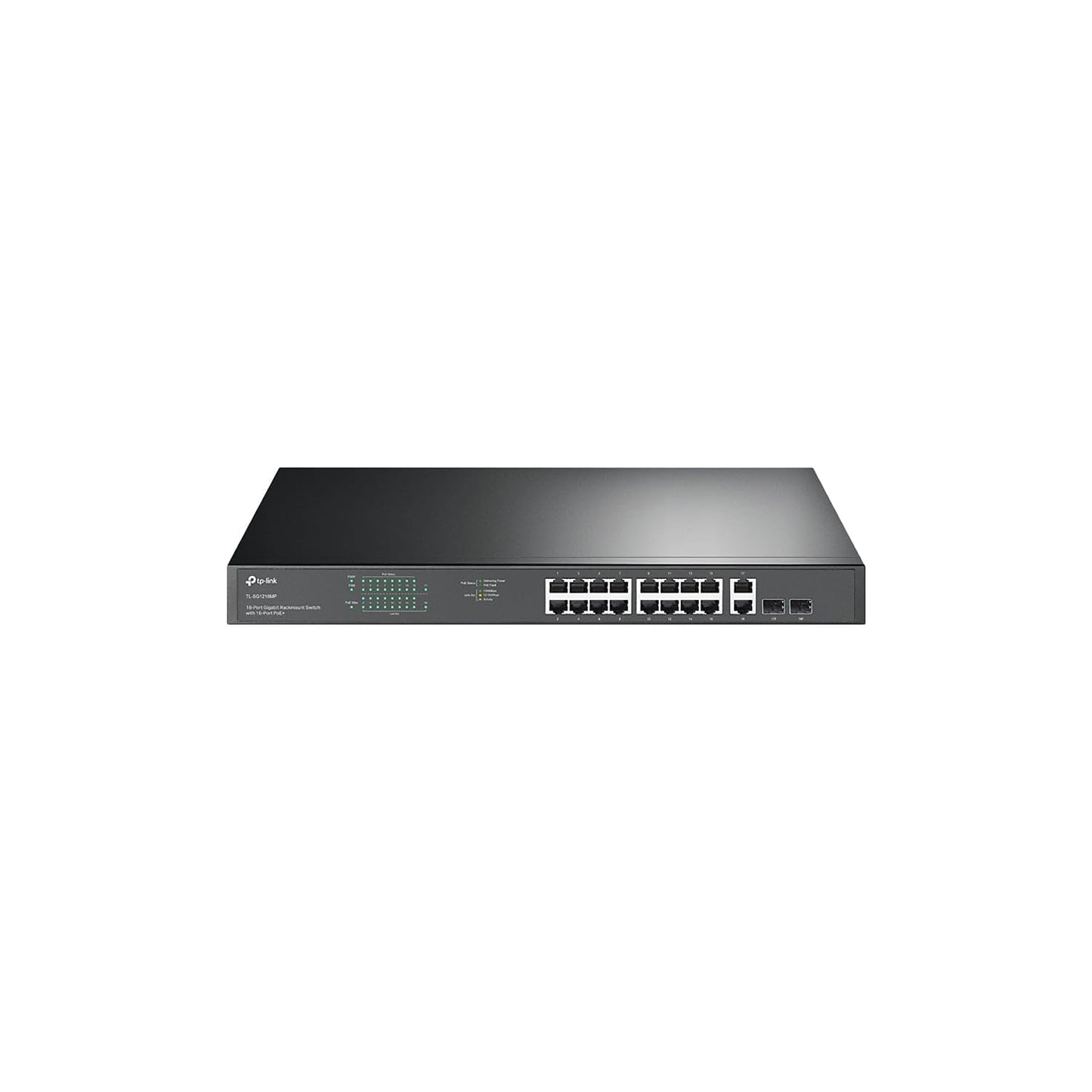 TP-Link TL-SG1218MP 16 Port Gigabit PoE Switch 16 PoE+ Ports @250W, w/ 2 Uplink Gigabit Ports + 2 Combo SFP Slots Plug & Play Sturdy Metal