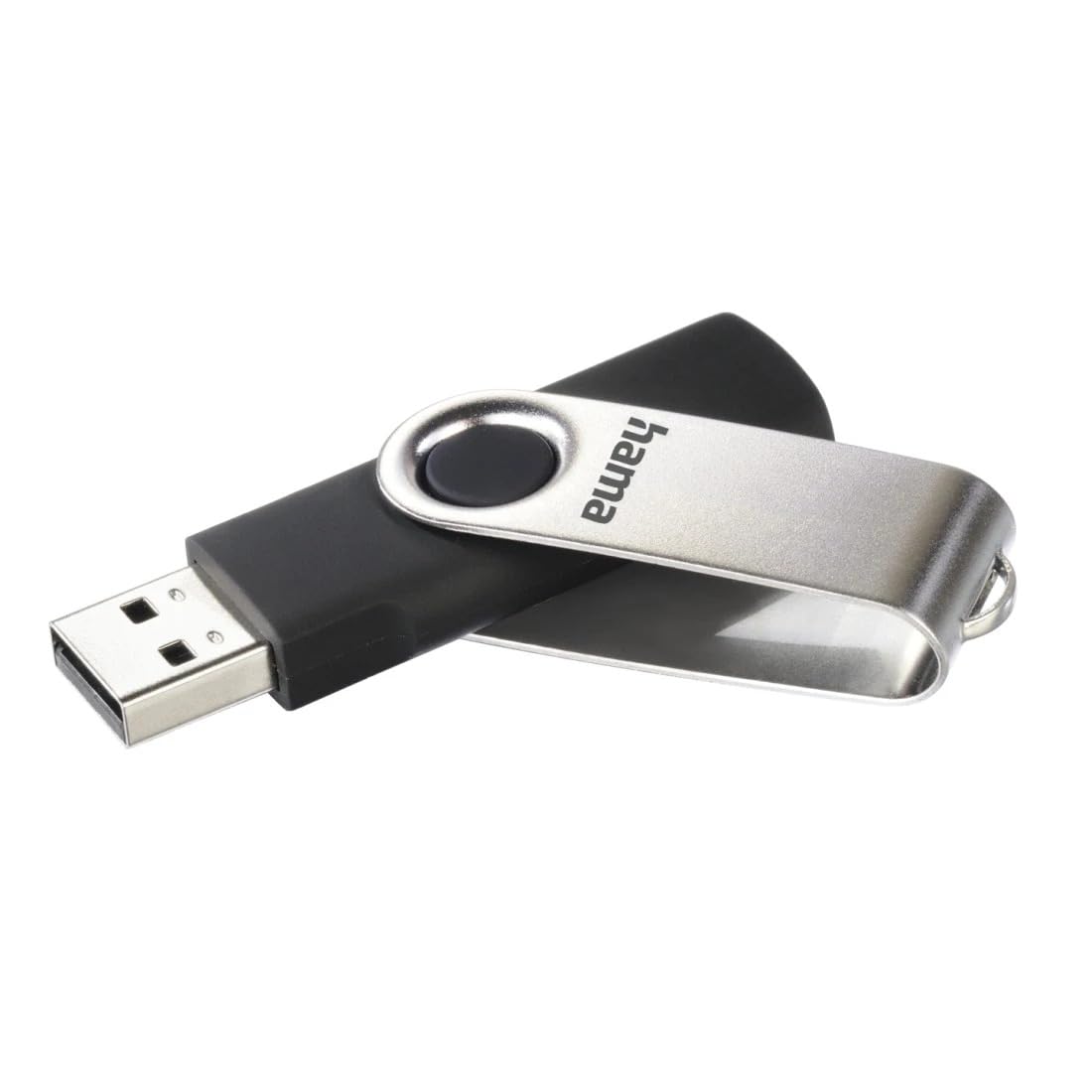 Hama 32 GB USB 2.0 Data Stick 10 MB/s Data Transfer with Eyelet for Attaching to Key Ring Memory Stick Metal Suitable for Windows/MacBook Silver