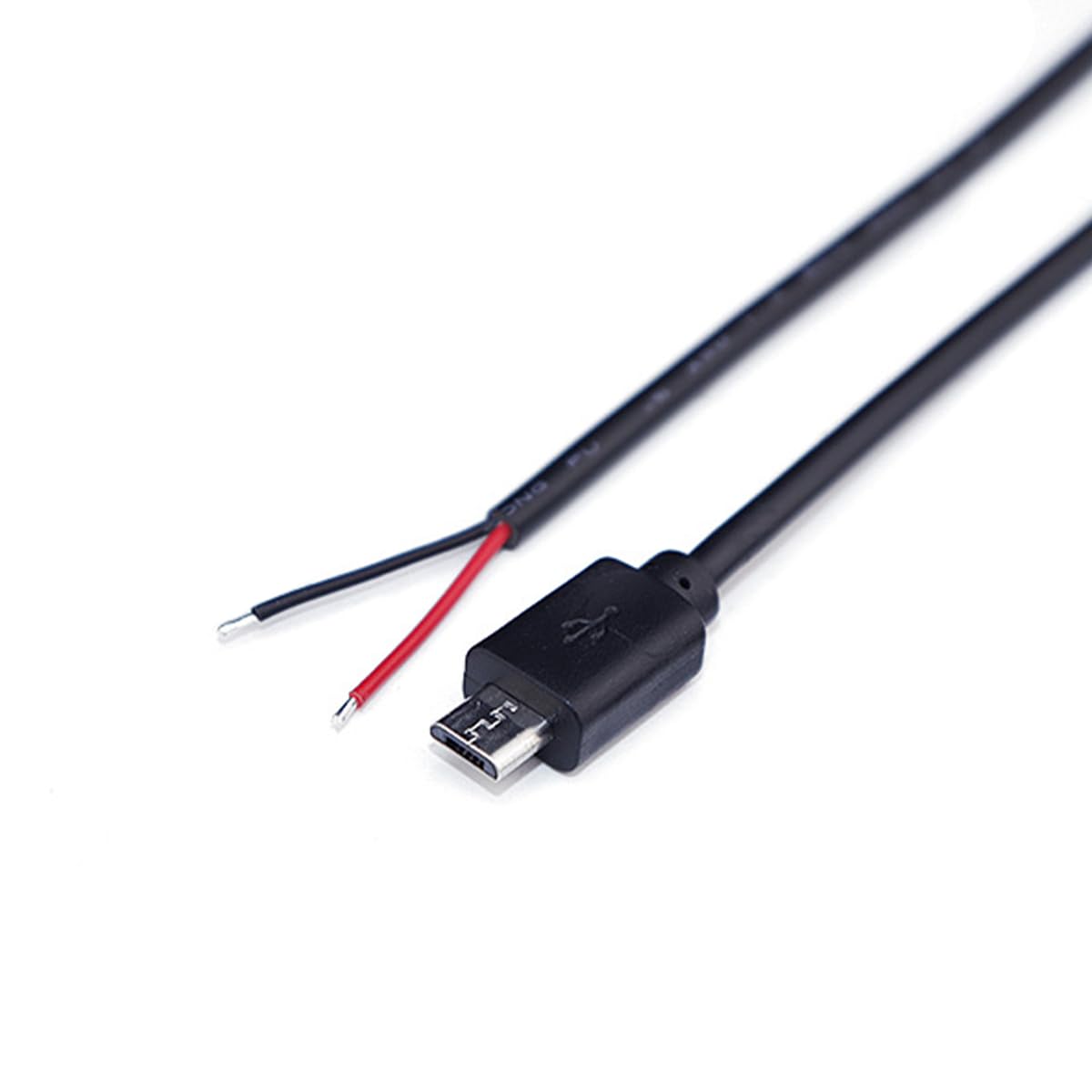Jienk 5Pcs 1Ft 30cm 22AWG Micro USB Male 2Pin Pigtail Cable, 3A 5V USB Micro-B 2 Core Bare Wire Open End Extension Cable for DIY Repair Cable, Black