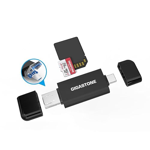GIGASTONE SD Card Reader, 5-in-1 USB-A/USB-C Card Reader, Dual Slot for SD/Micro SD/SDHC/SDXC, Compatible with Laptop, PC, iPhone16/15, MacBook