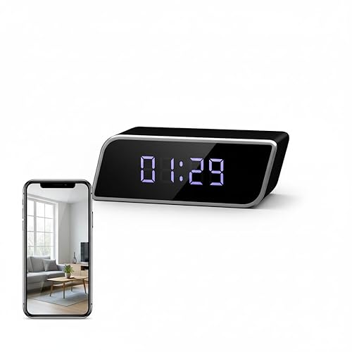 Unohoe Multi-Functional 4K Clock Camera with Night Vision, WiFi & AP Hotspot, App Remote View, Motion Detection, 2600mAh Long Battery Life, Smart