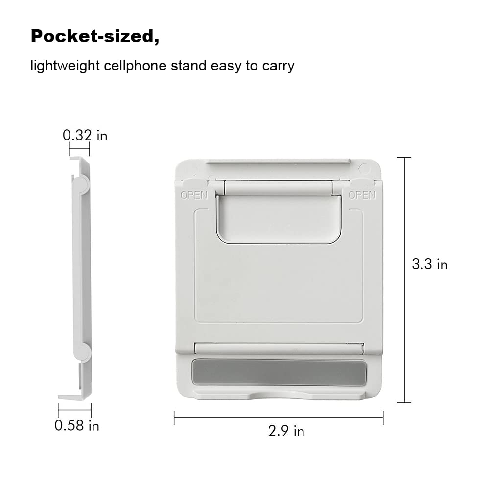 Kemoxan 2 Pack Portable Cell Phone Stand Holder for Desk, Foldable Pocket-Sized Mount, Universal Adjustable Desktop Mobile Phone Kickstand Compatible