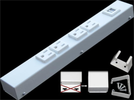 12” Hardwired Power Strip (NO Power Cord), 4 Vertical Outlets (NOT Tamper Resistant), NO Ears (Without mounting tabs), 15A (NOT a 20 Amp Unit), USB